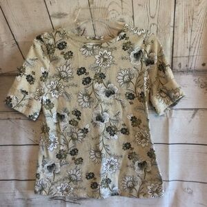 Liz Claiborne Women's Brown & Beige Cotton Patterned SS Top Size Medium